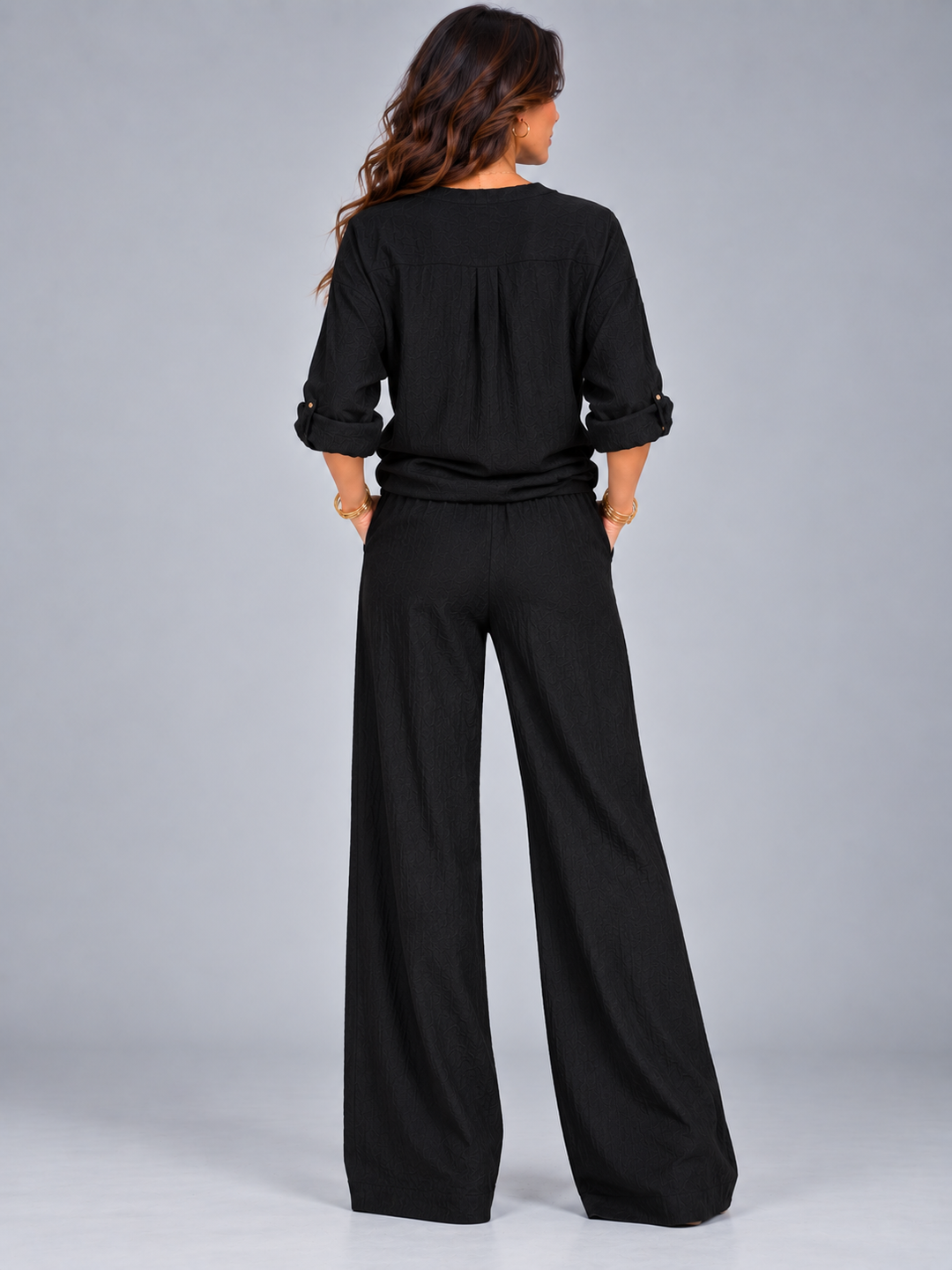 Leah | Cotton-Linen Set with Wide-Leg Trousers