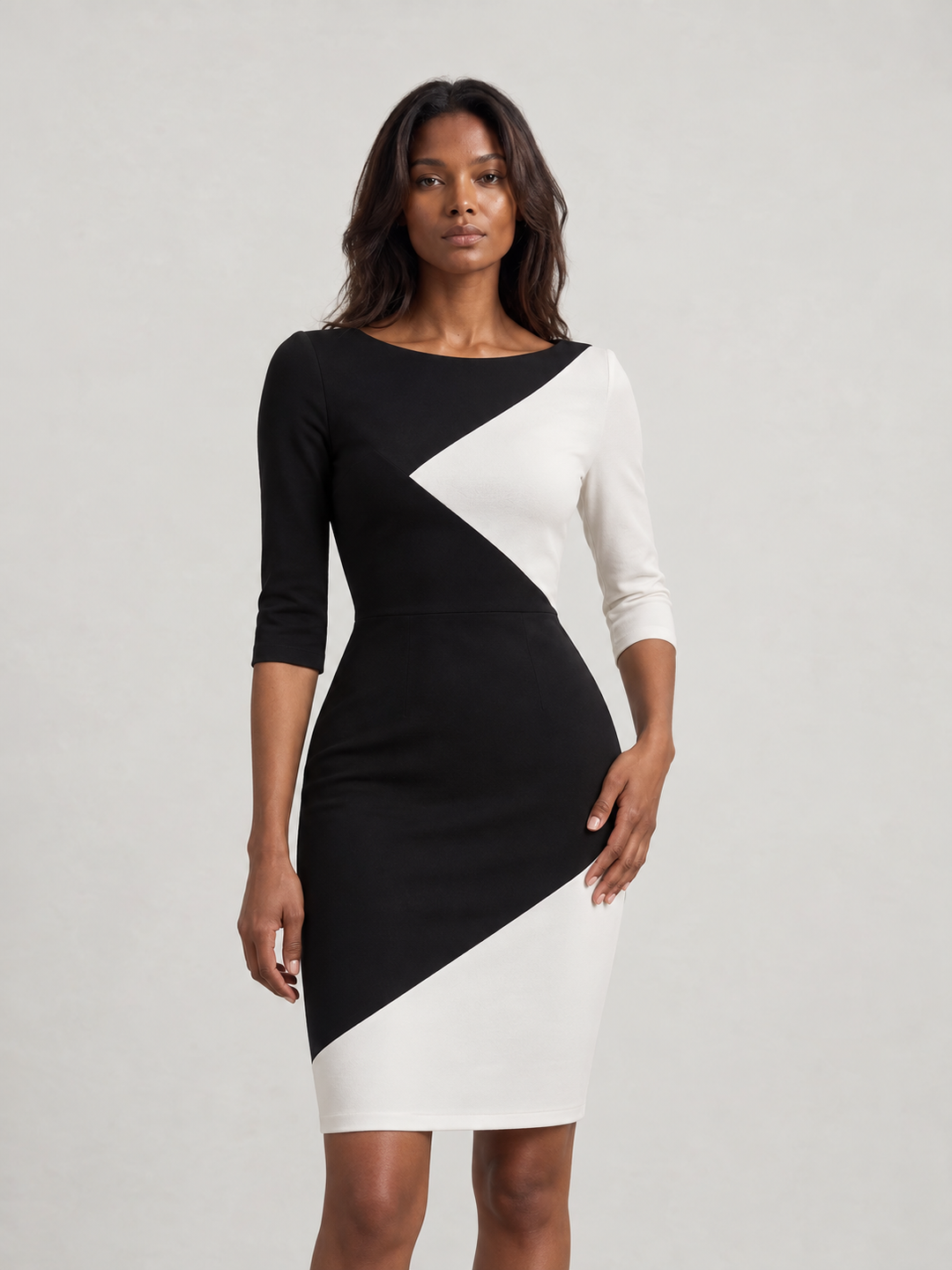 Elegant Two-Tone Asymmetric Dress