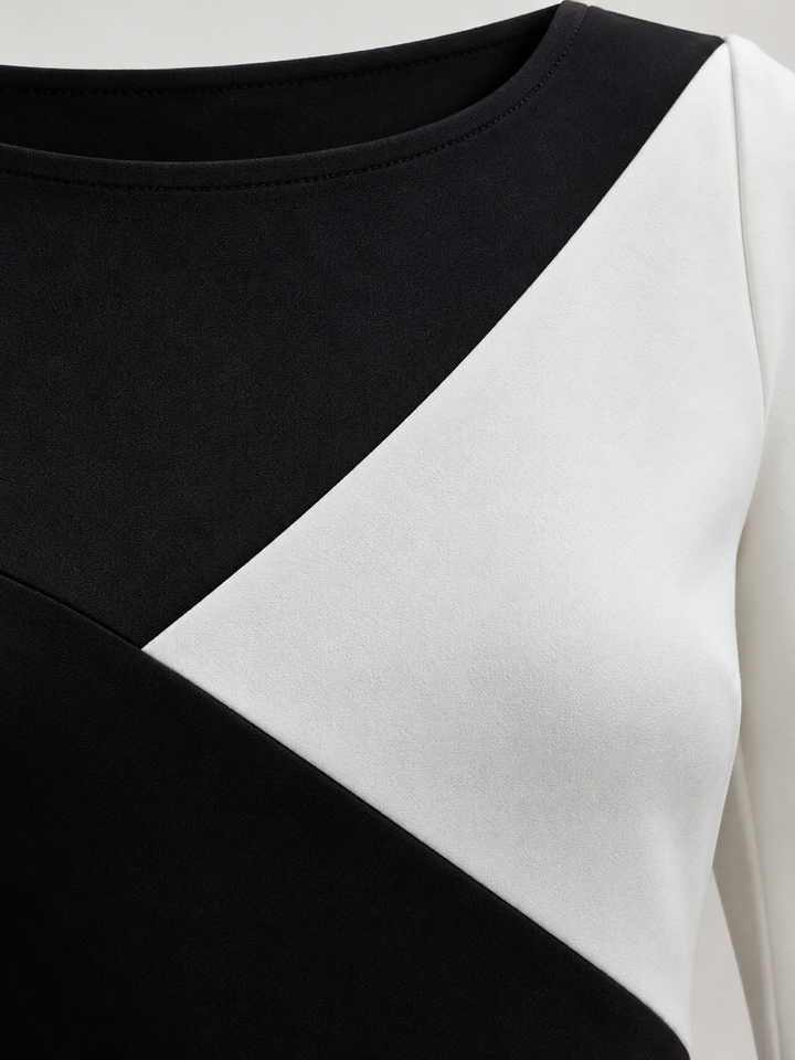 Elegant Two-Tone Asymmetric Dress