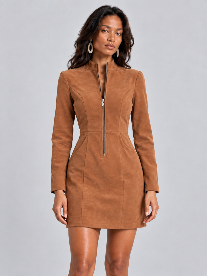Marion™ | Suede Dress with Zip