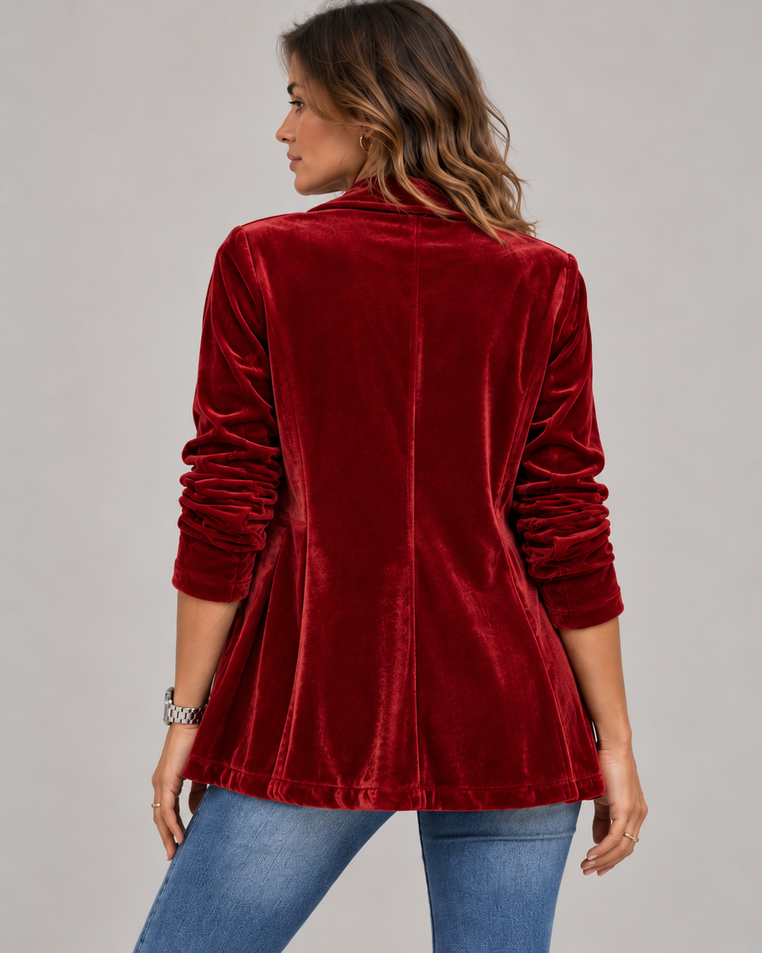Amelia™ | Open-Front Long-Sleeve Jacket with Vintage Lapel Collar