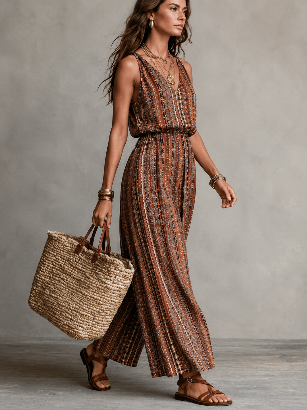Ellen | Flowing Bohemian Print Jumpsuit