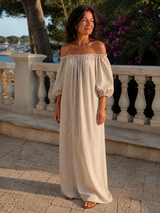 Elena | Robe longue fluide à épaules dénudées