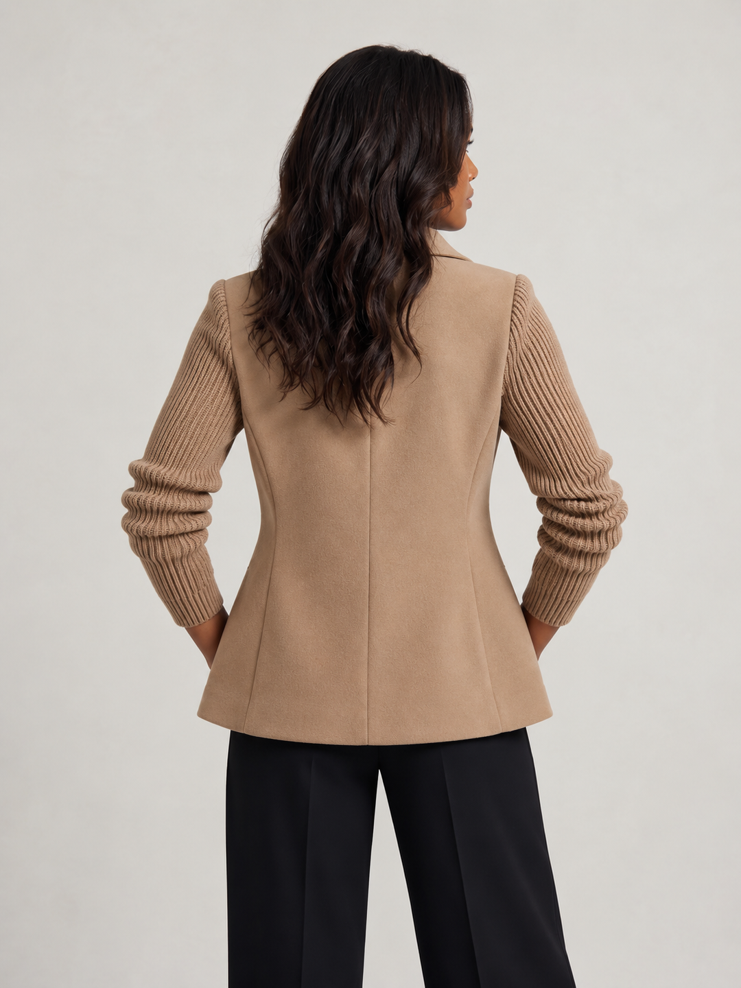 Clementine™ | Elegant Blazer with Knit Sleeves