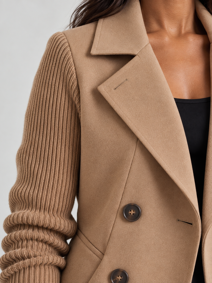 Clementine™ | Elegant Blazer with Knit Sleeves