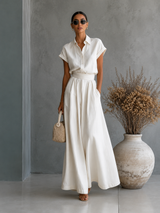 Aveline | Ensemble élégant avec chemise et jupe longue fluide
