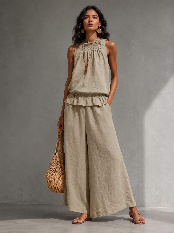 Leah | Flowing Set with Top and Wide-Leg Trousers