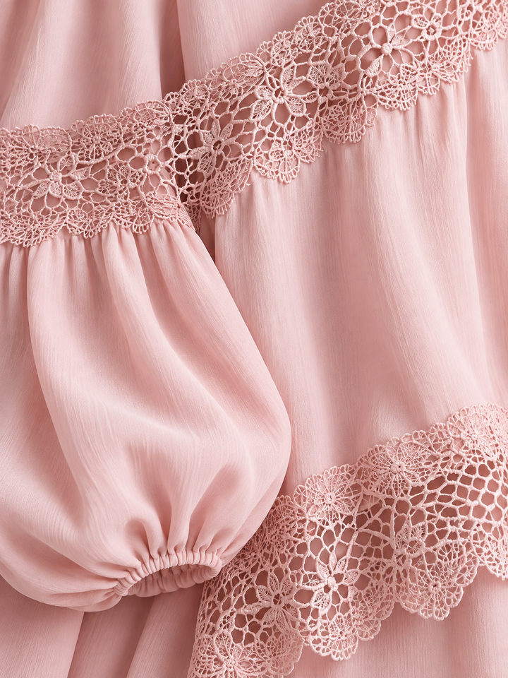 Amelia | Asymmetric Satin Dress with Lace