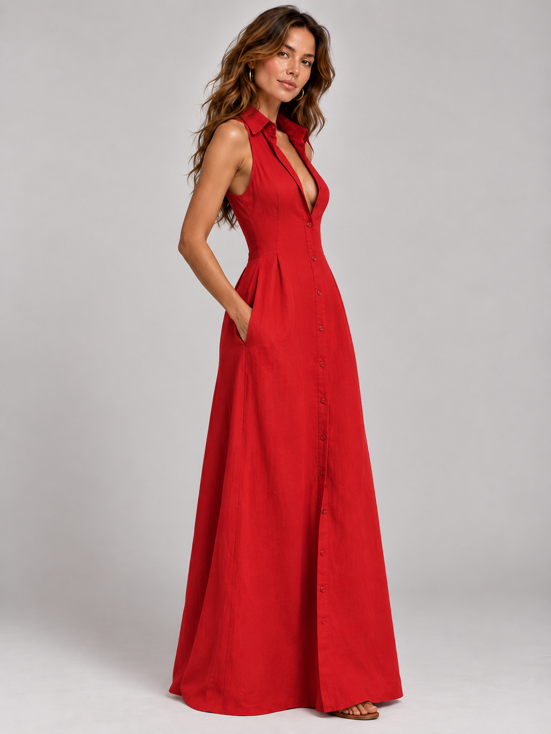 Eliza | Elegant Sleeveless Maxi Dress with Flowing Cut