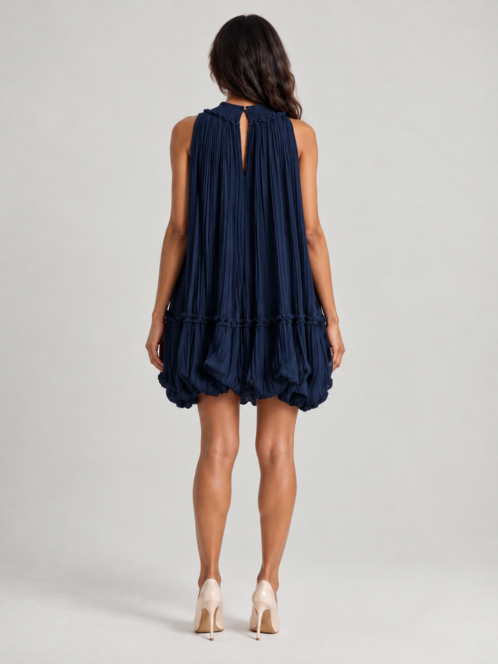Naomi | Flowing Boho-Chic Short Dress with Lace Sleeves