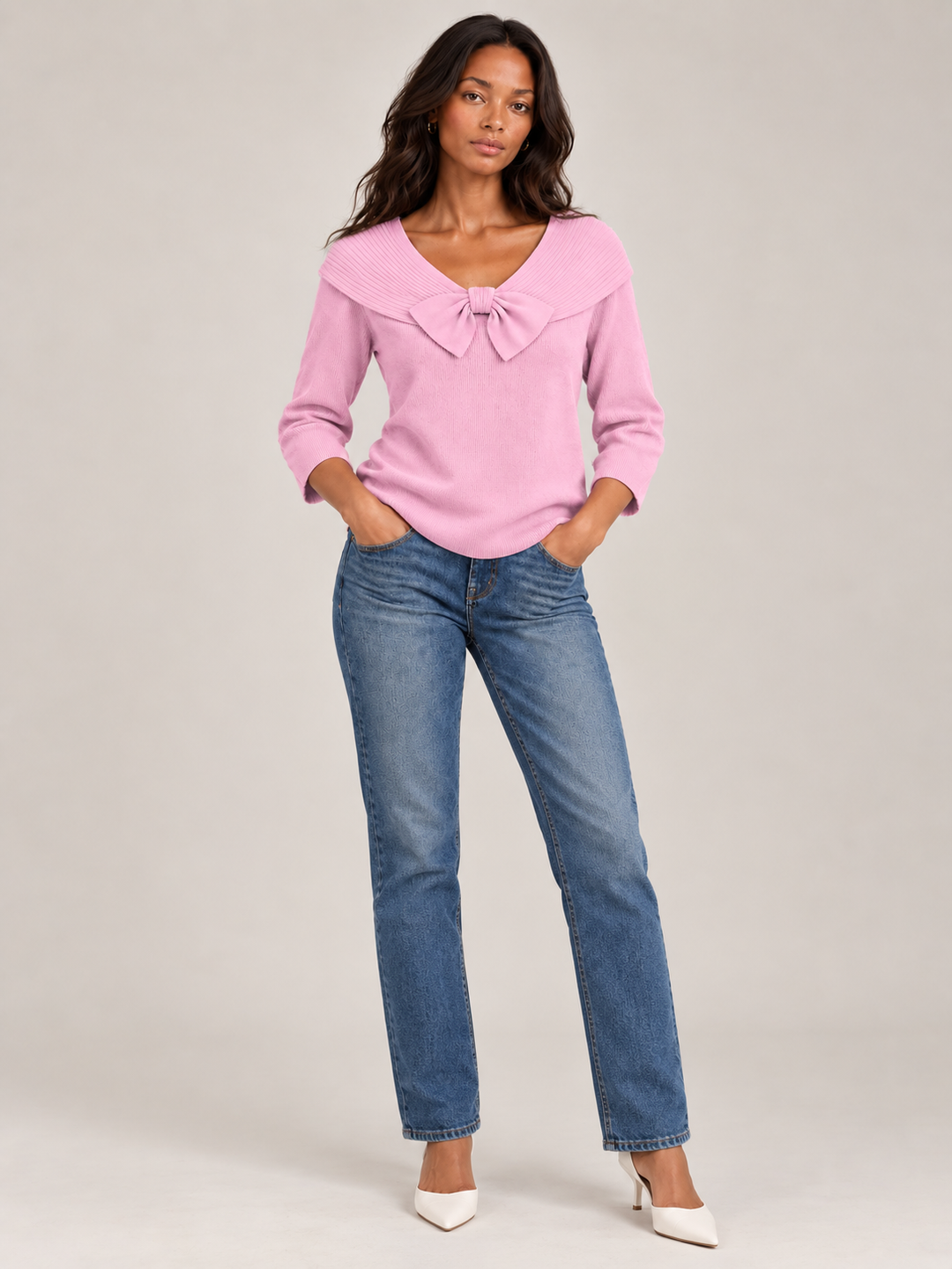 Daphne™ | Round Neck Jumper with Bow