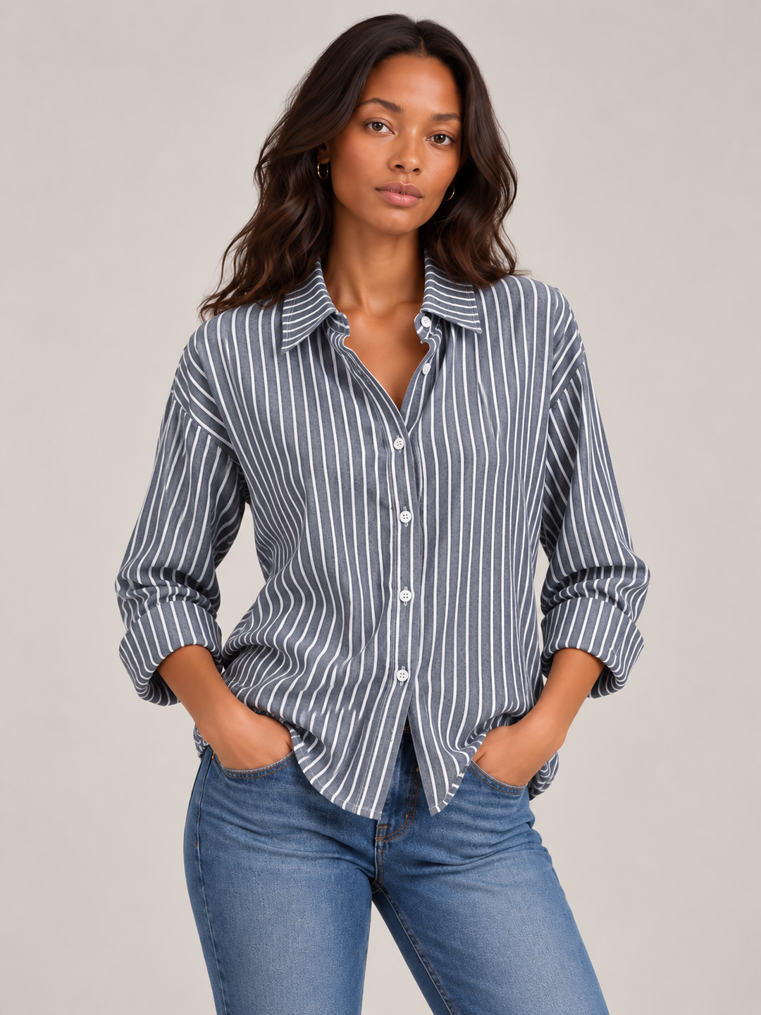 Nina™ | Striped Button-Up Shirt
