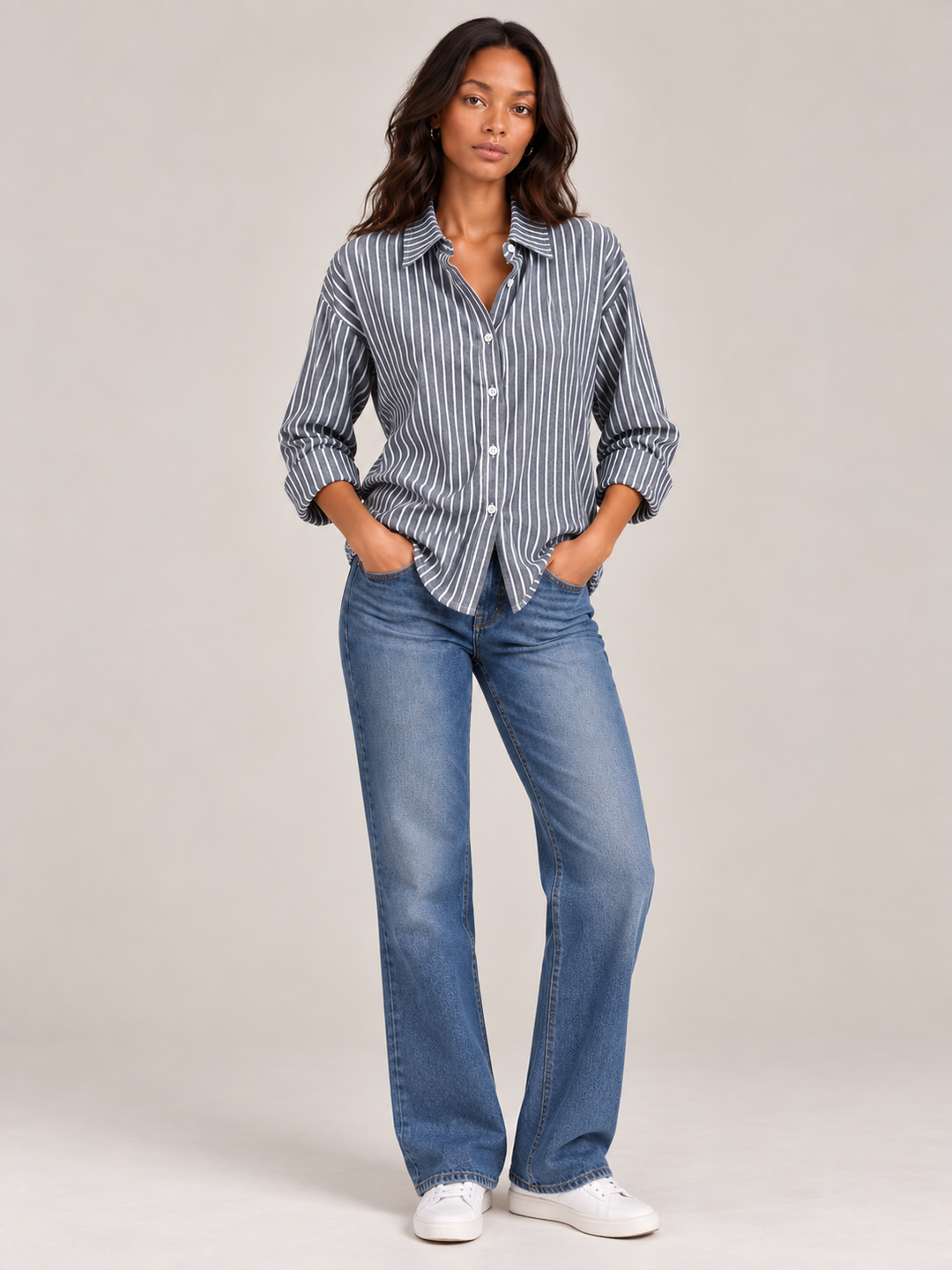 Nina™ | Striped Button-Up Shirt