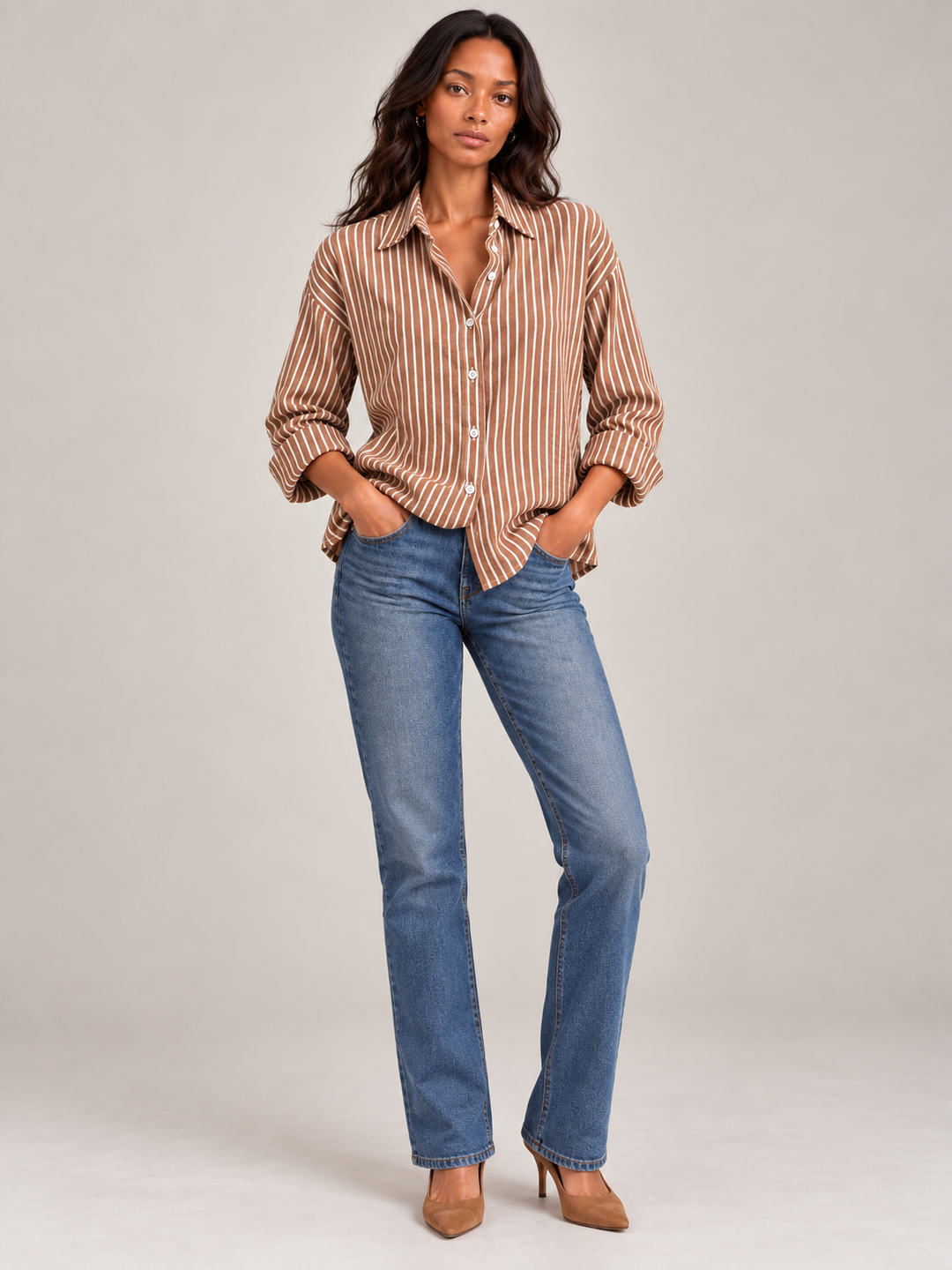 Nina™ | Striped Button-Up Shirt