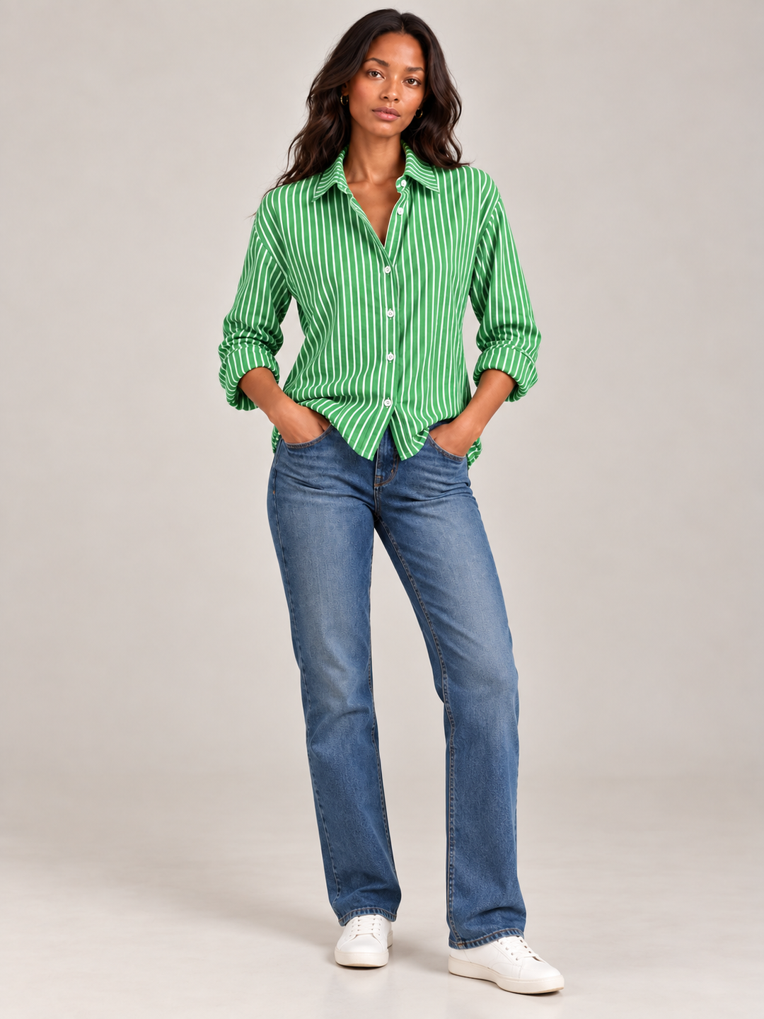 Nina™ | Striped Button-Up Shirt