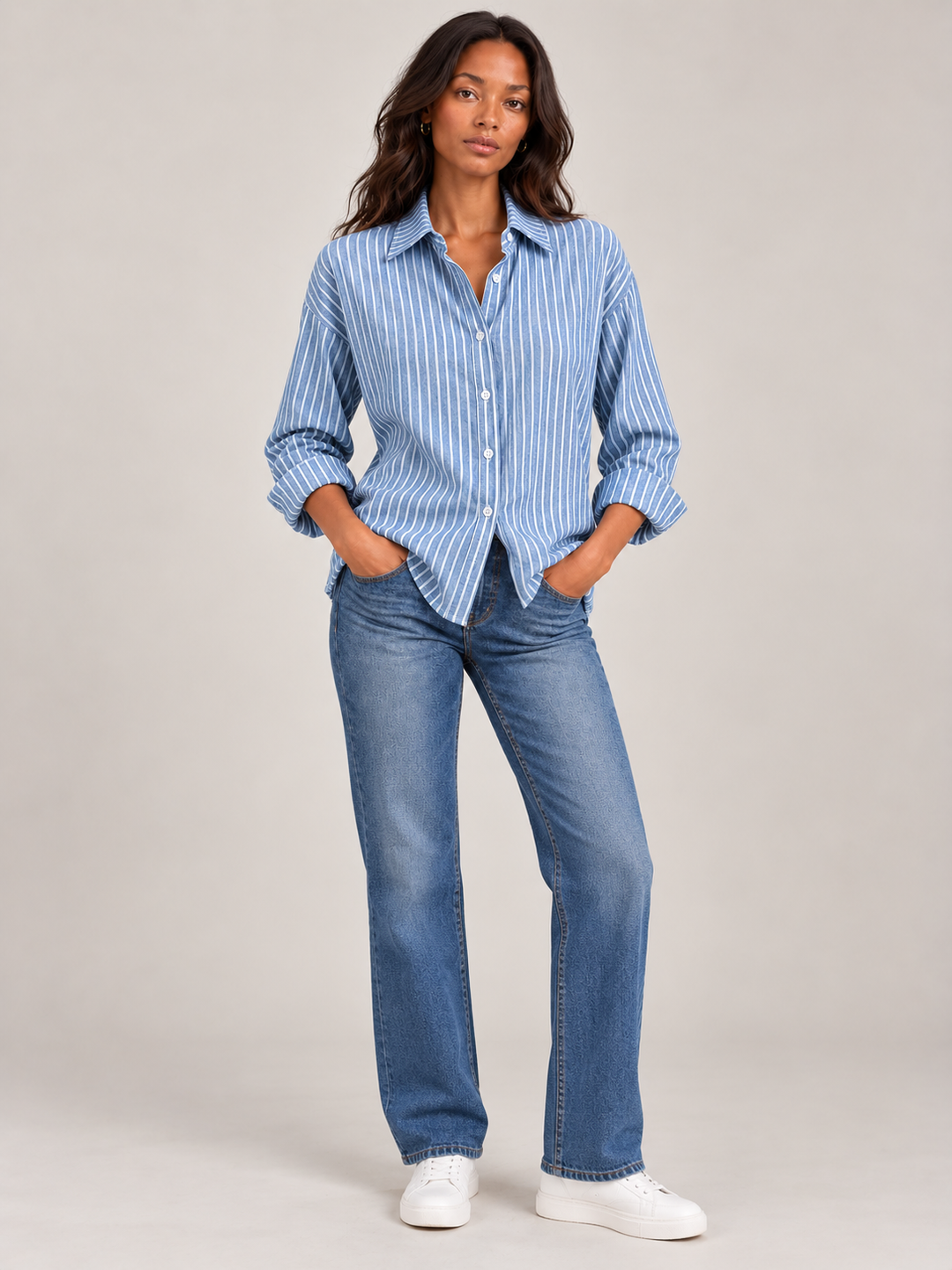 Nina™ | Striped Button-Up Shirt