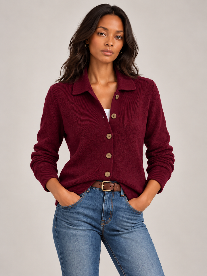 Olive™ | Knit Cardigan with Collar and Buttons