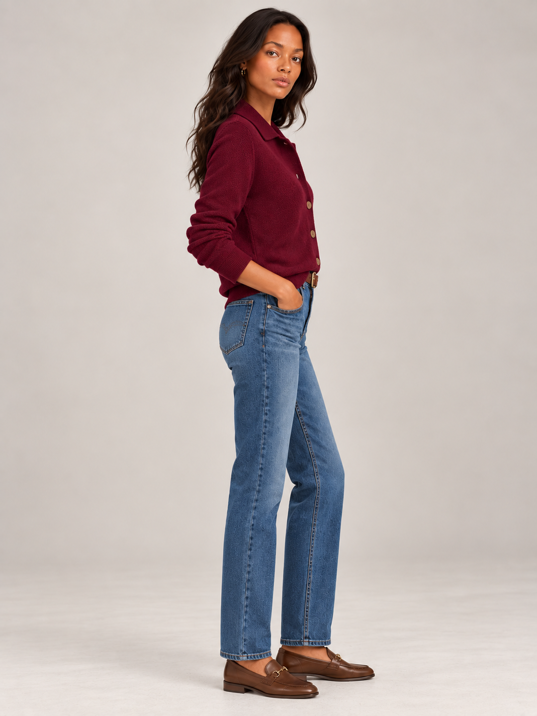 Olive™ | Knit Cardigan with Collar and Buttons