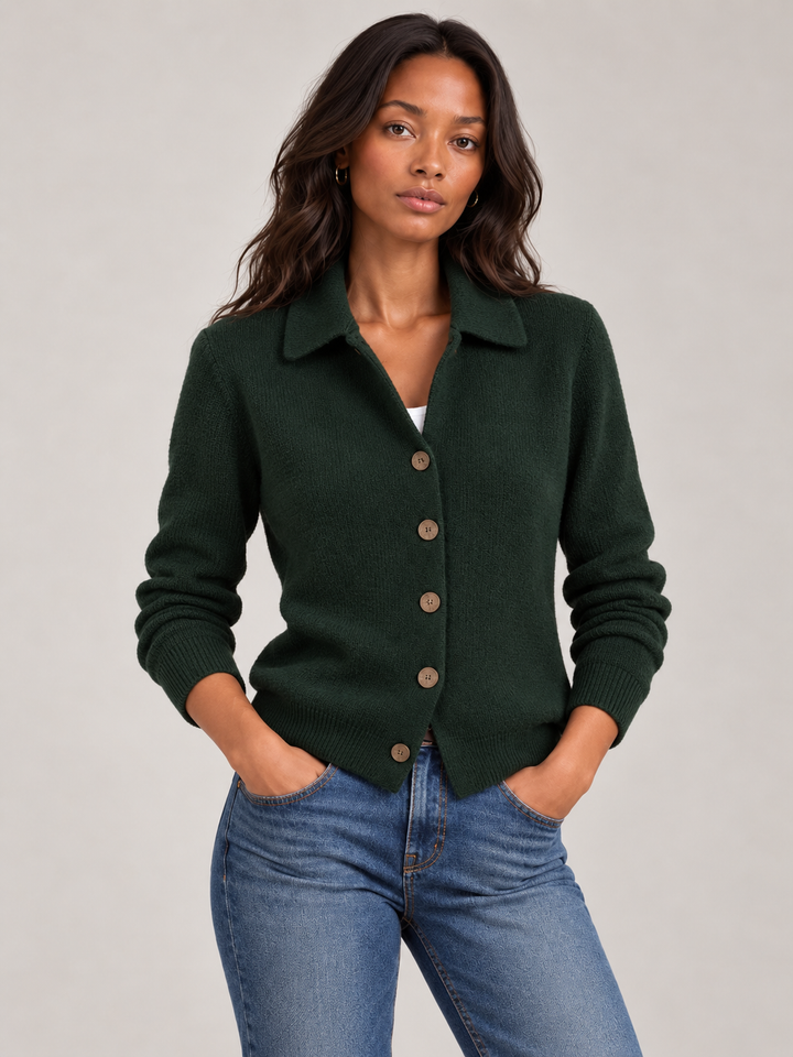 Olive™ | Knit Cardigan with Collar and Buttons