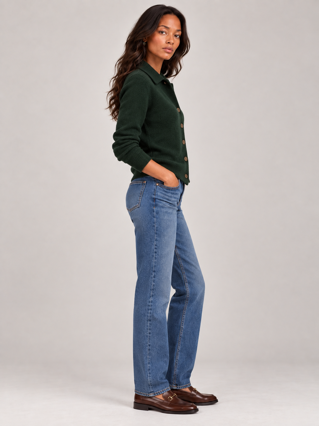 Olive™ | Knit Cardigan with Collar and Buttons