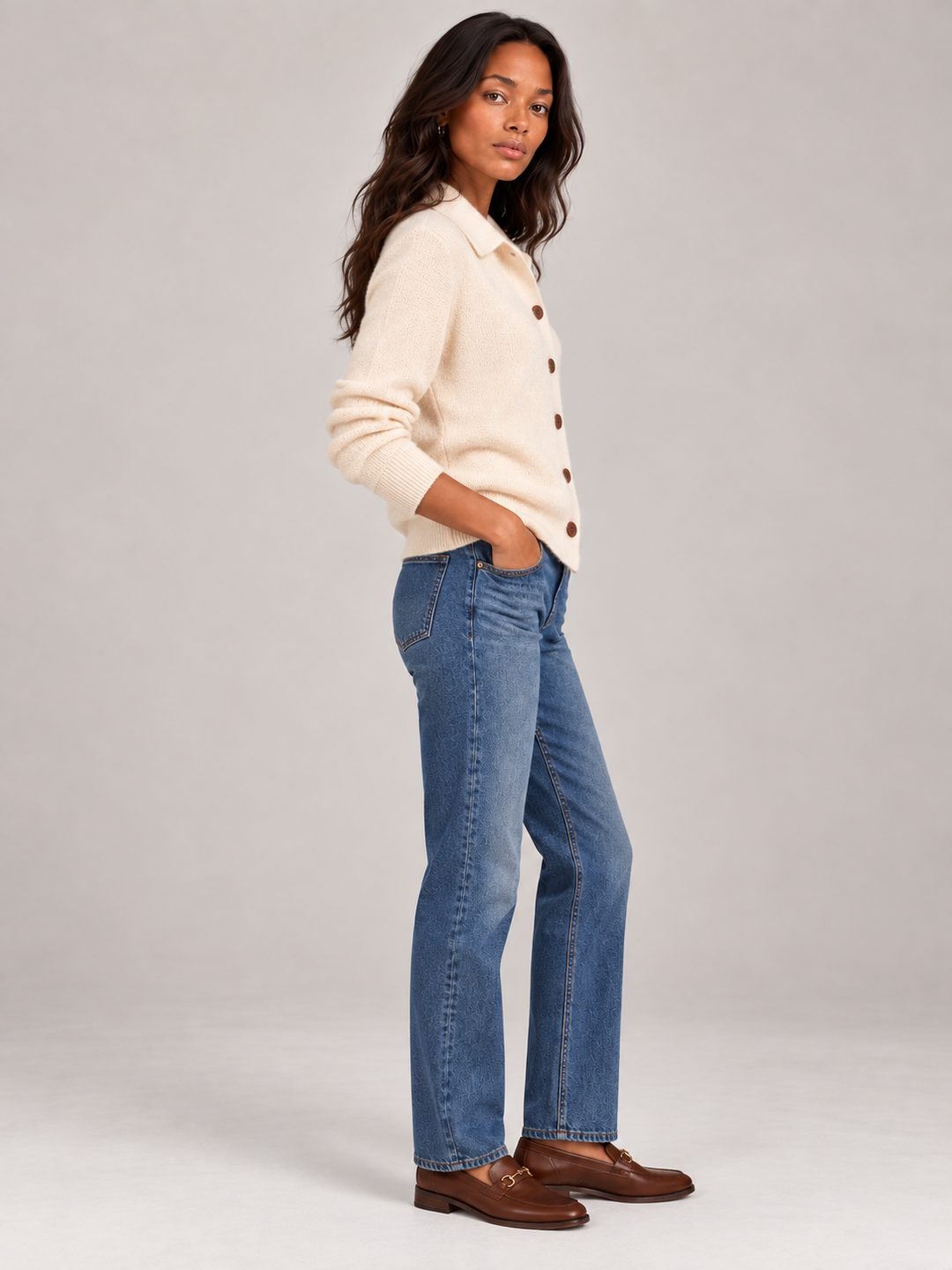 Olive™ | Knit Cardigan with Collar and Buttons