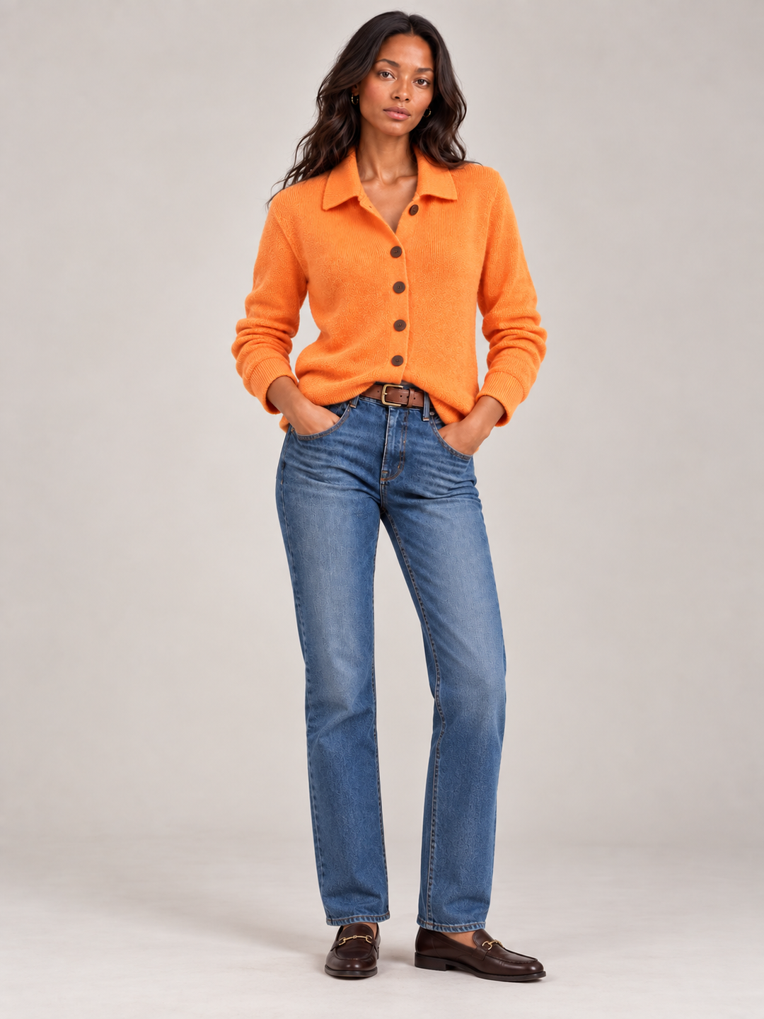 Olive™ | Knit Cardigan with Collar and Buttons