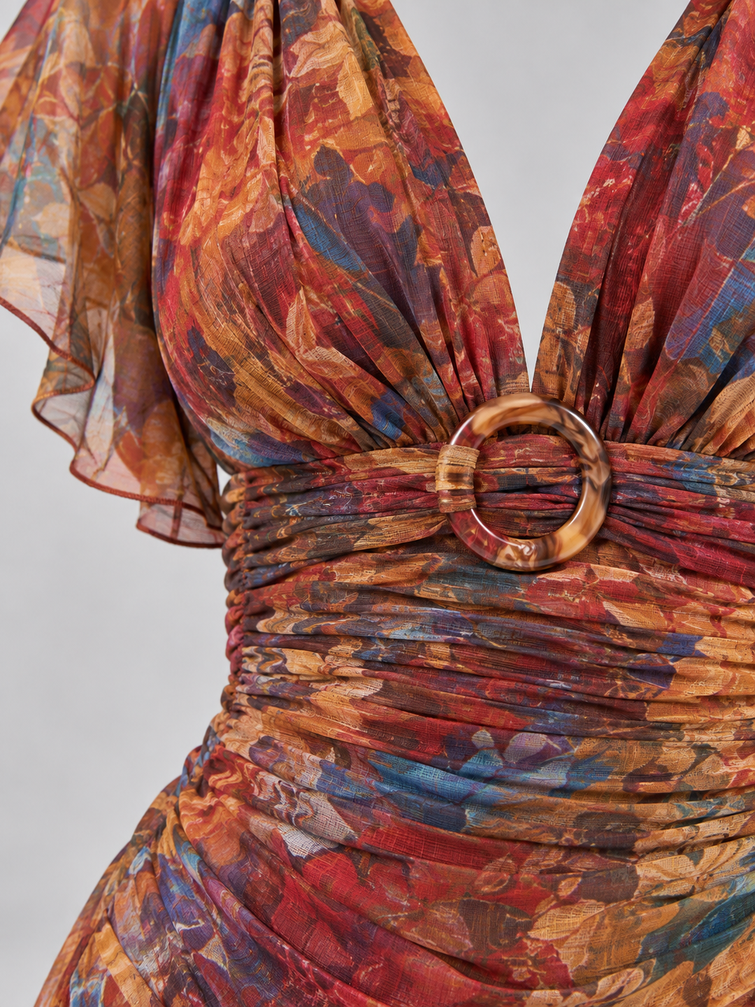 Leah™ | Flowing Printed Dress with Plunging Neckline