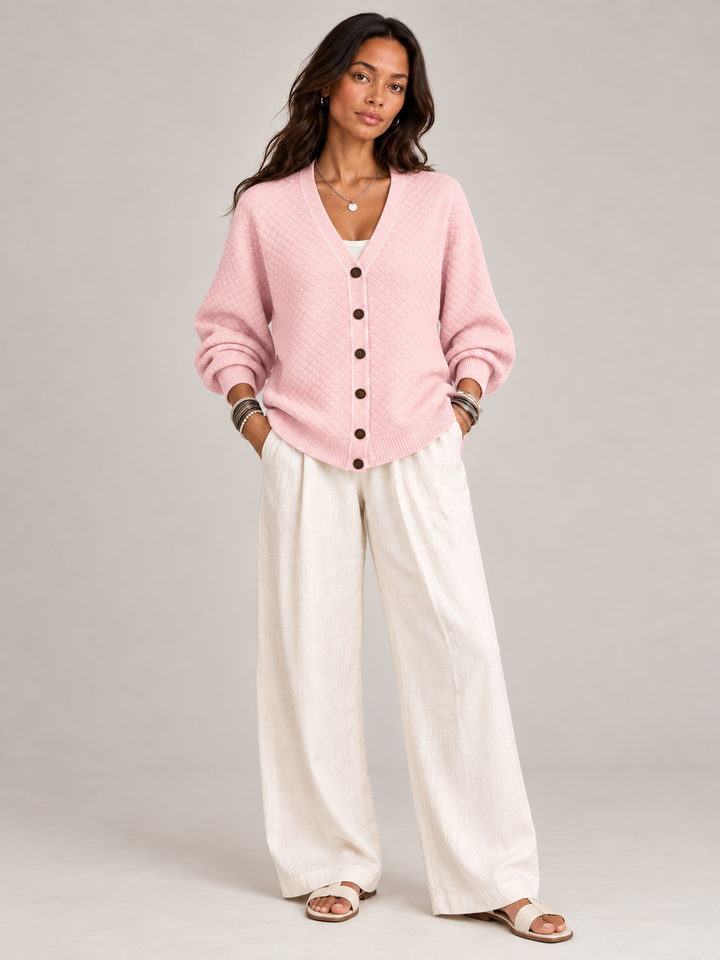 Leona™ | Quilted Knit Cardigan with Buttons