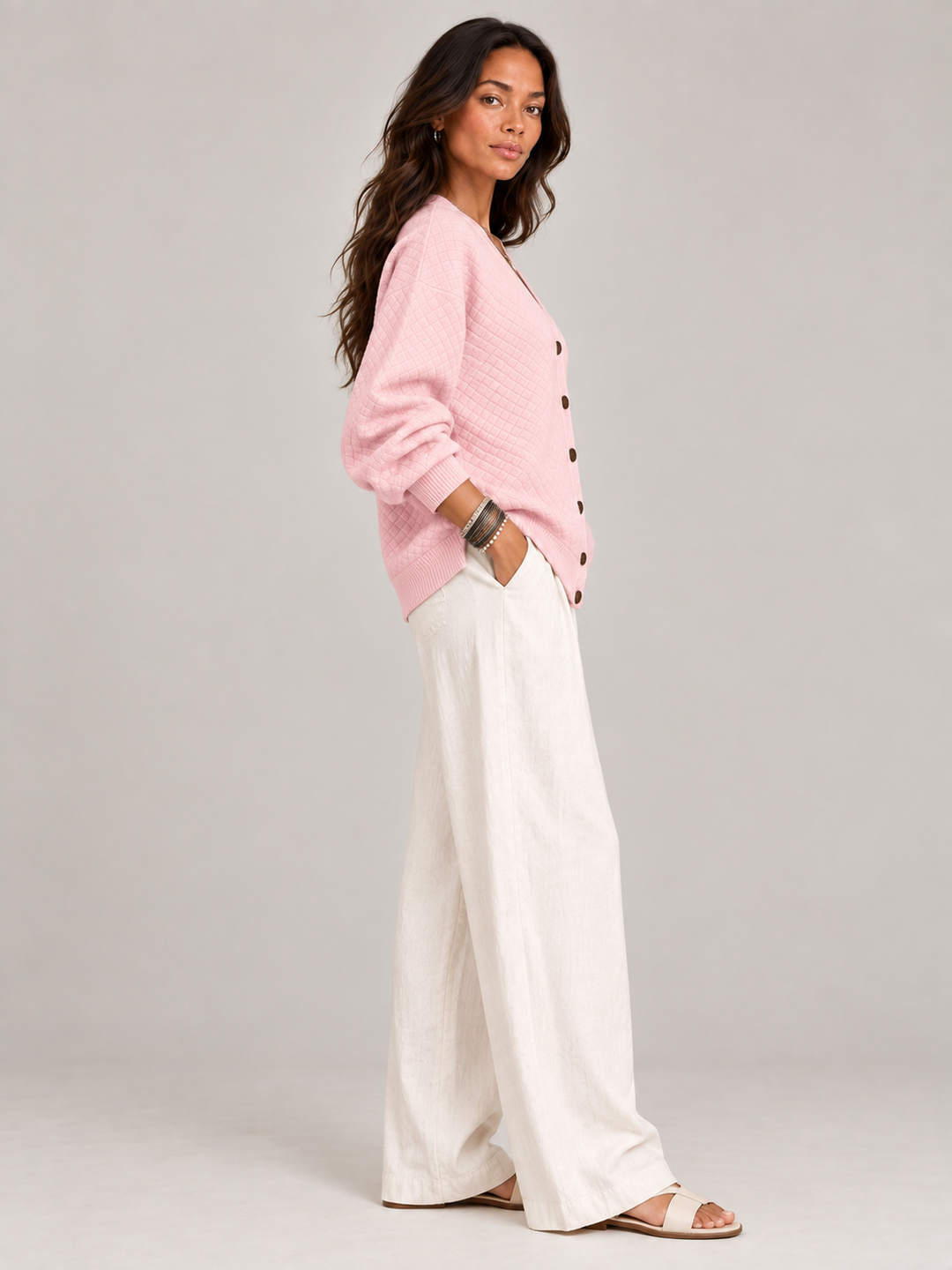 Leona™ | Quilted Knit Cardigan with Buttons