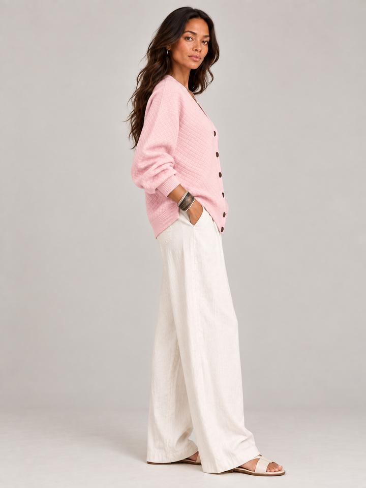 Leona™ | Quilted Knit Cardigan with Buttons