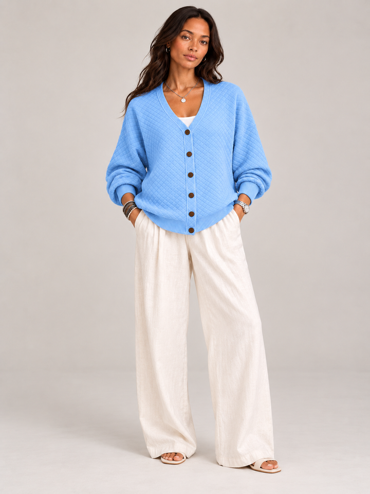 Leona™ | Quilted Knit Cardigan with Buttons