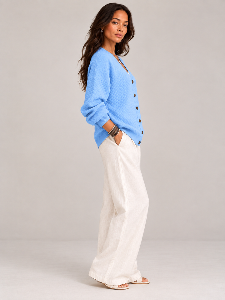 Leona™ | Quilted Knit Cardigan with Buttons