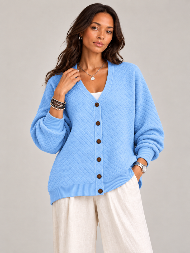 Leona™ | Quilted Knit Cardigan with Buttons