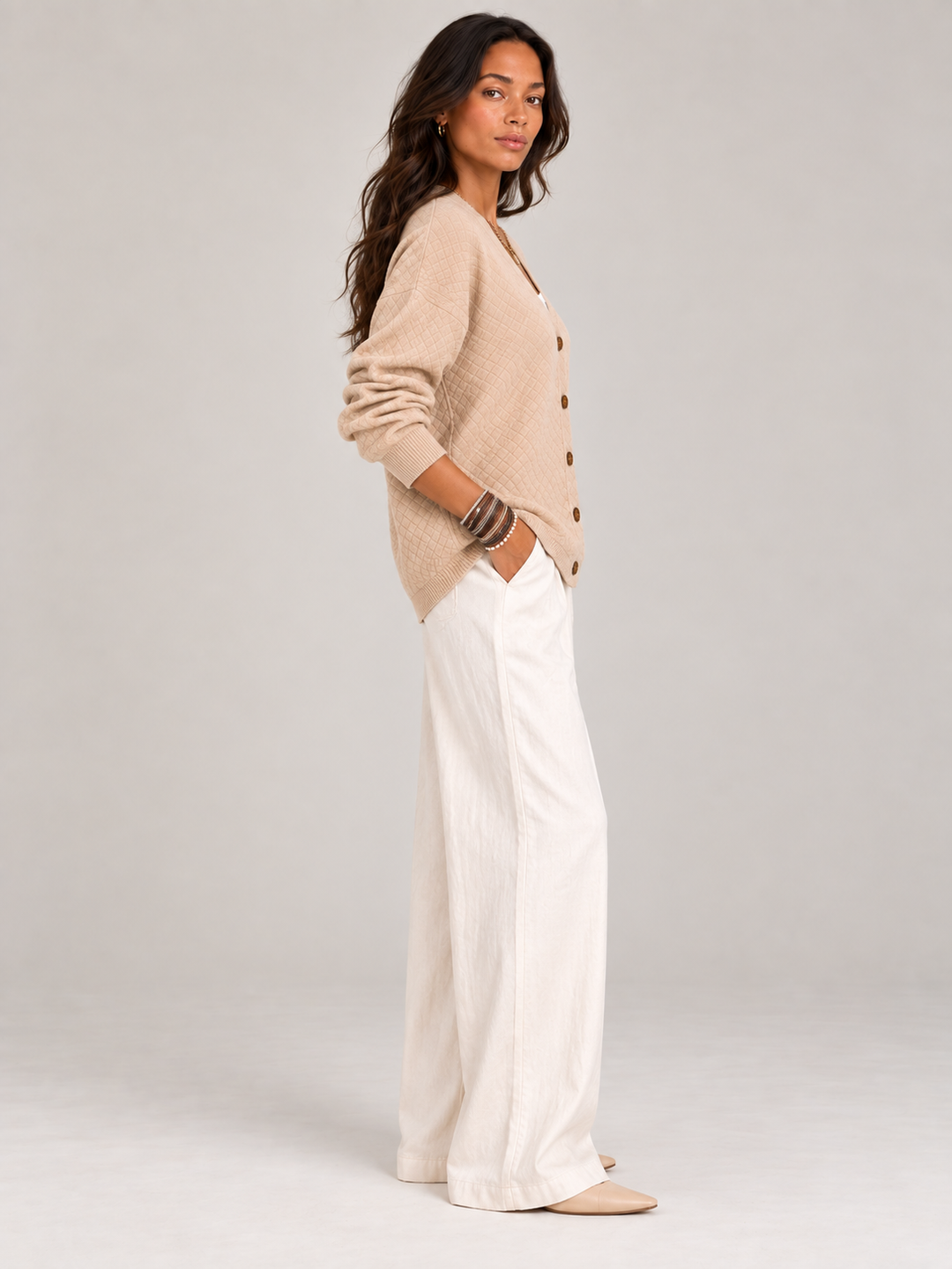 Leona™ | Quilted Knit Cardigan with Buttons