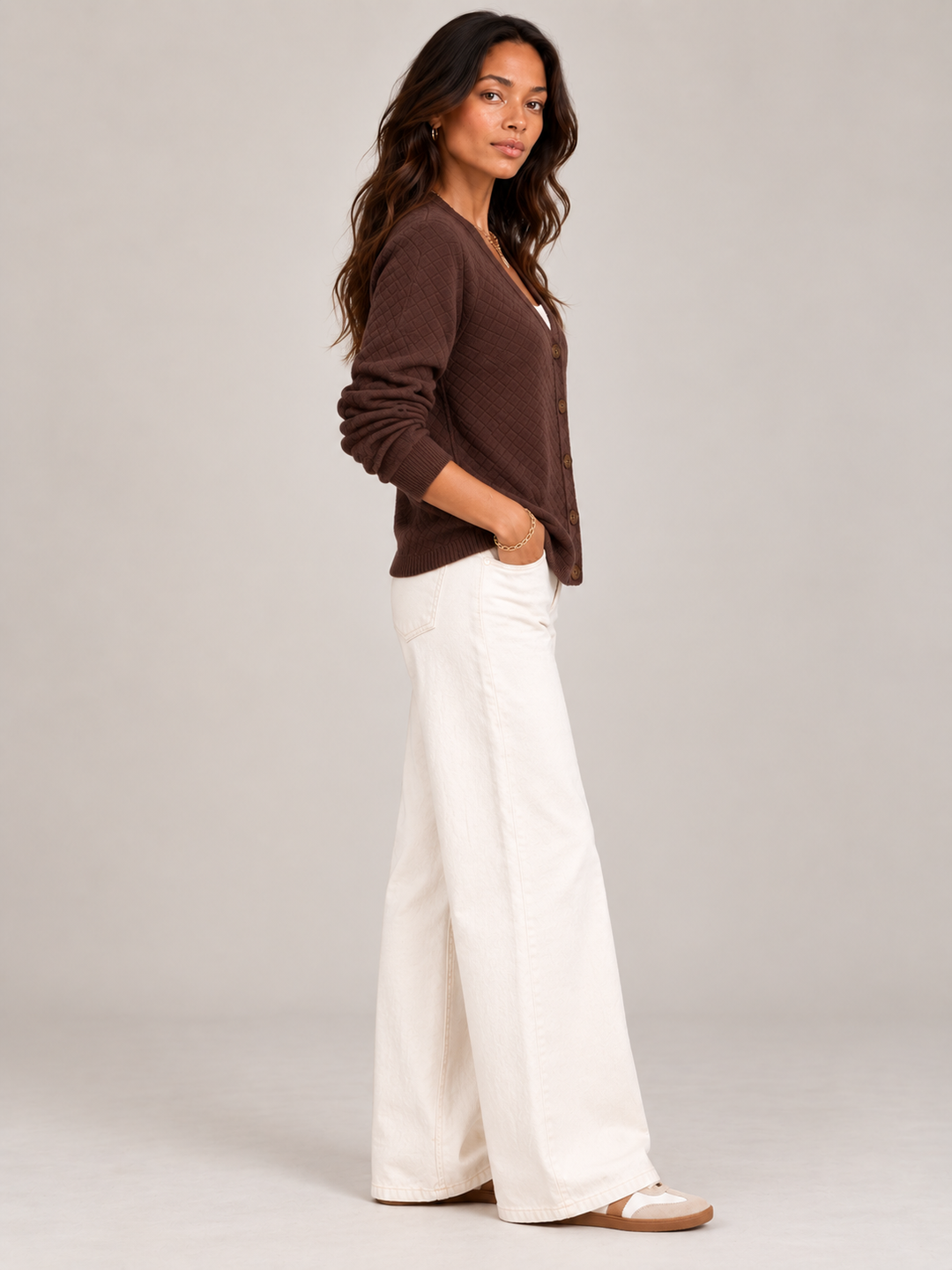 Leona™ | Quilted Knit Cardigan with Buttons