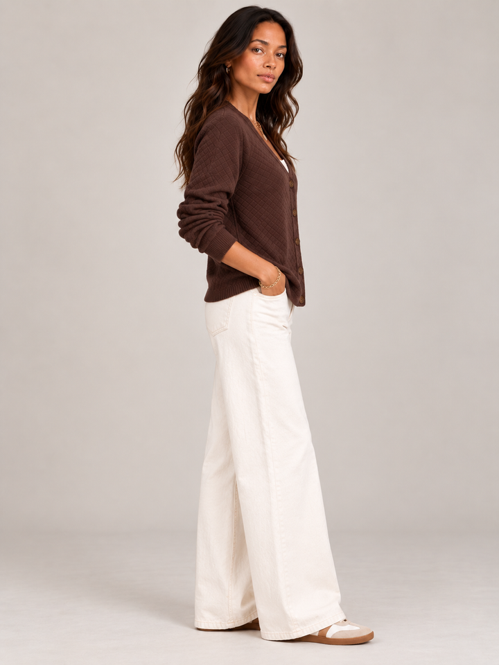 Leona™ | Quilted Knit Cardigan with Buttons