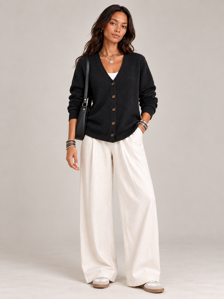 Leona™ | Quilted Knit Cardigan with Buttons