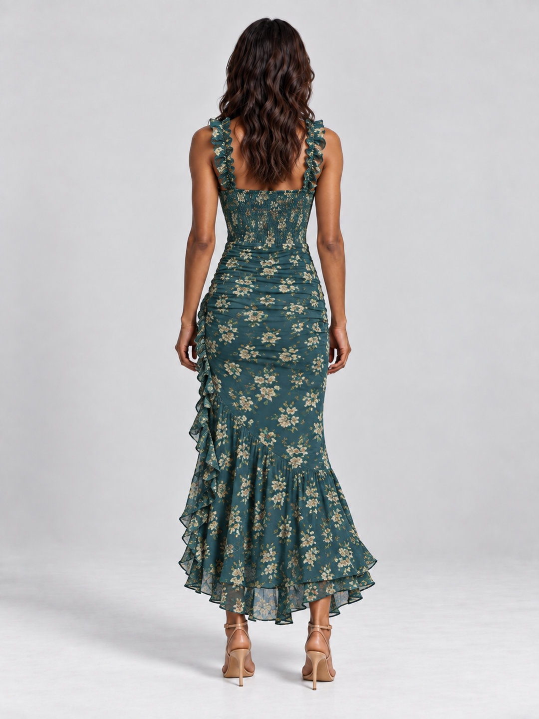 Lina | Elegant Flowing Printed Dress with Slit
