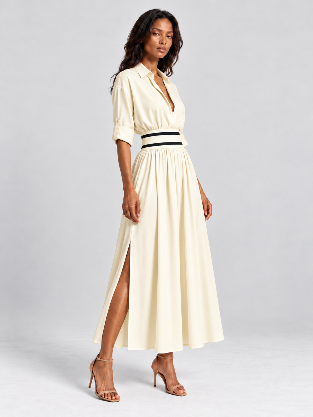 Amelia | Elegant Flowing Dress with High-Waisted Belt