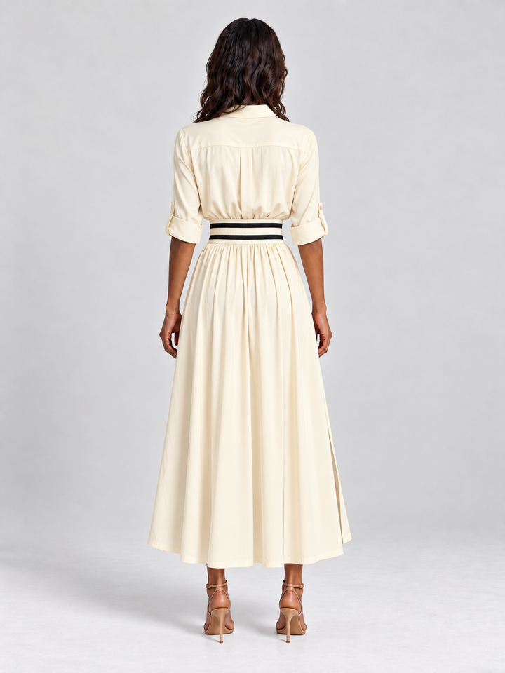 Amelia | Elegant Flowing Dress with High-Waisted Belt