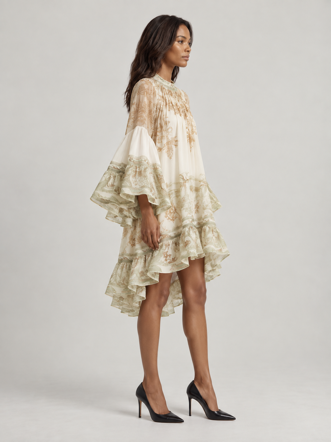 Luna | Flowing Dress with Elegant Print and Wide Sleeves