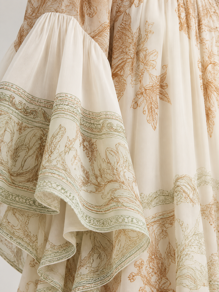 Luna | Flowing Dress with Elegant Print and Wide Sleeves