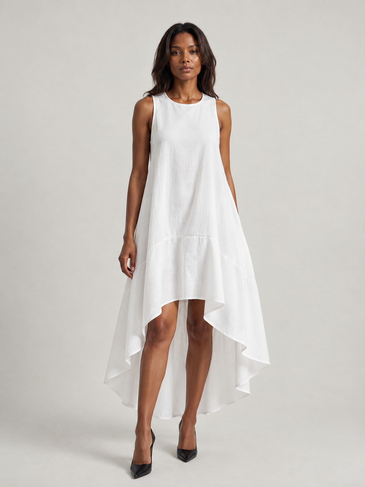 Alana | Flowing Asymmetric Dress in Lightweight Fabric with Minimalist Chic Style