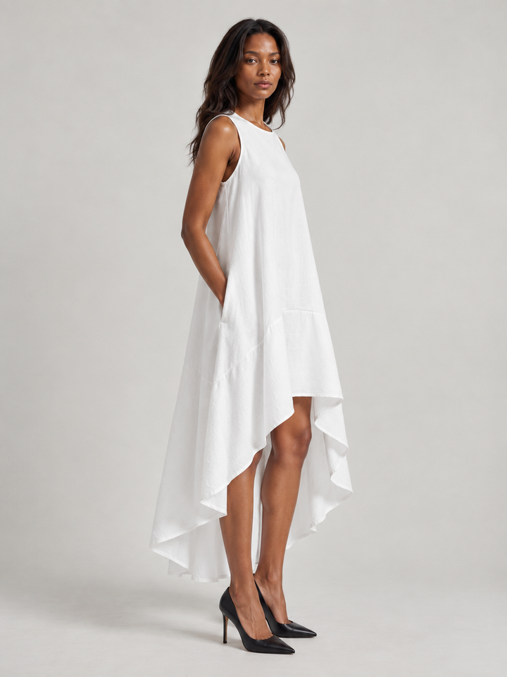 Alana | Flowing Asymmetric Dress in Lightweight Fabric with Minimalist Chic Style