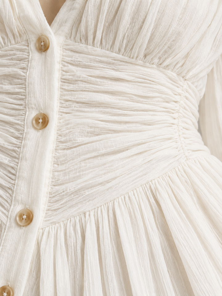 Belted Maxi Dress with Pleated Lapels