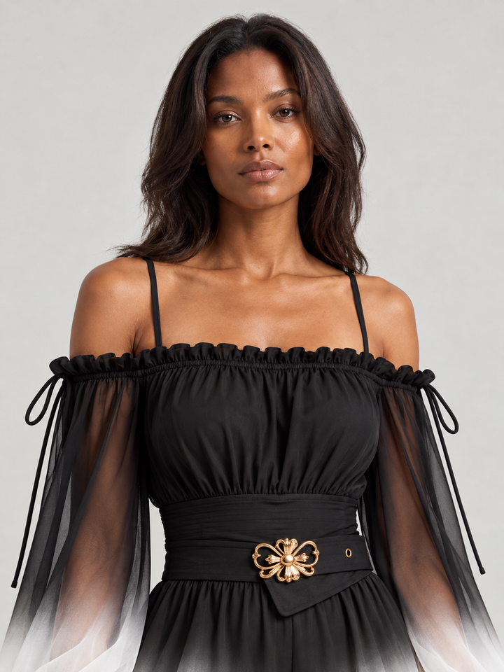 Lauren | Elegant Off-the-Shoulder Playsuit with Belt Included
