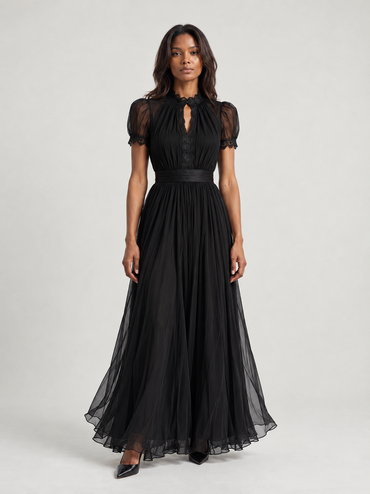 Miranda™ | Elegant Chiffon Dress with Lace