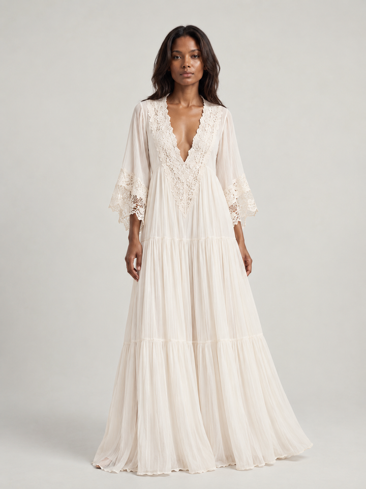 Elaine™ | Ivory Chiffon Dress