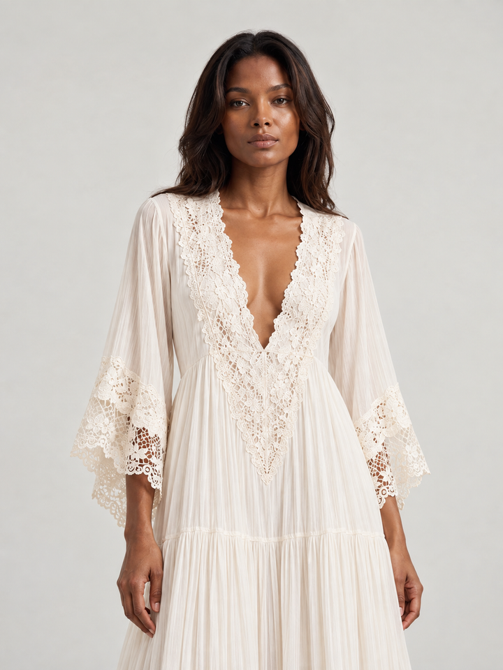 Elaine™ | Ivory Chiffon Dress