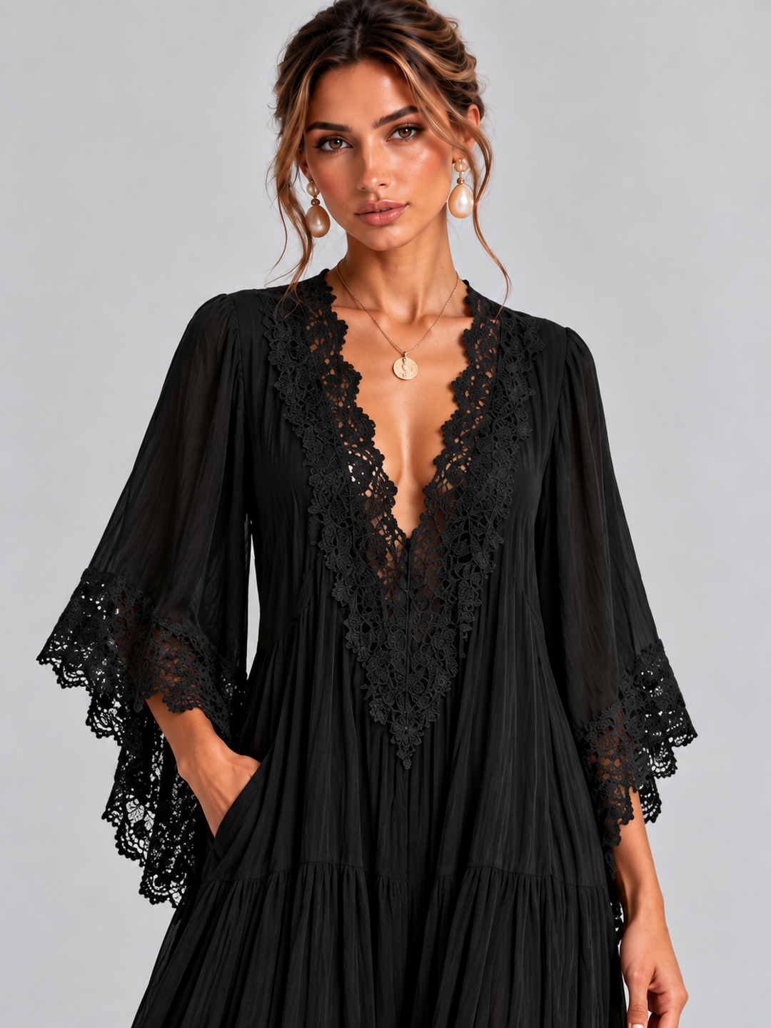 Elaine | Black Chiffon Dress